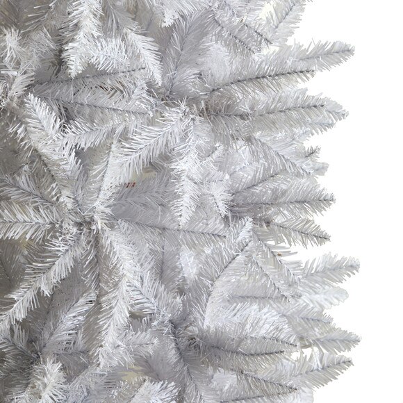 8 Slim White Artificial Christmas Tree with 1348 Bendable Branches - SKU #T4502 - 2