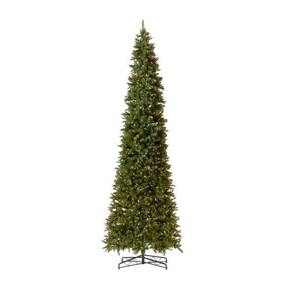 13 Artificial Slim Green Mountain Pine Christmas Tree with 1360 Warm White LED Lights and 3924 Bendable Branches - SKU #T4534