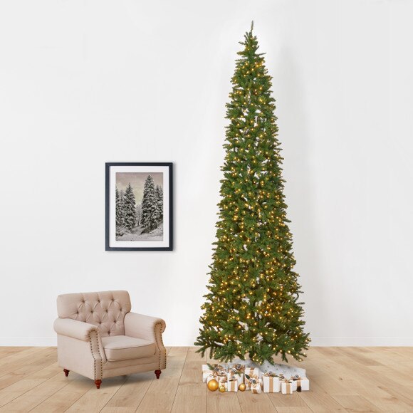 13 Artificial Slim Green Mountain Pine Christmas Tree with 1360 Warm White LED Lights and 3924 Bendable Branches - SKU #T4534 - 12