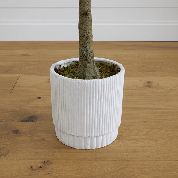 6 Artificial Fiddle Leaf Fig Tree with White Decorative Planter - SKU #T4554 - 3
