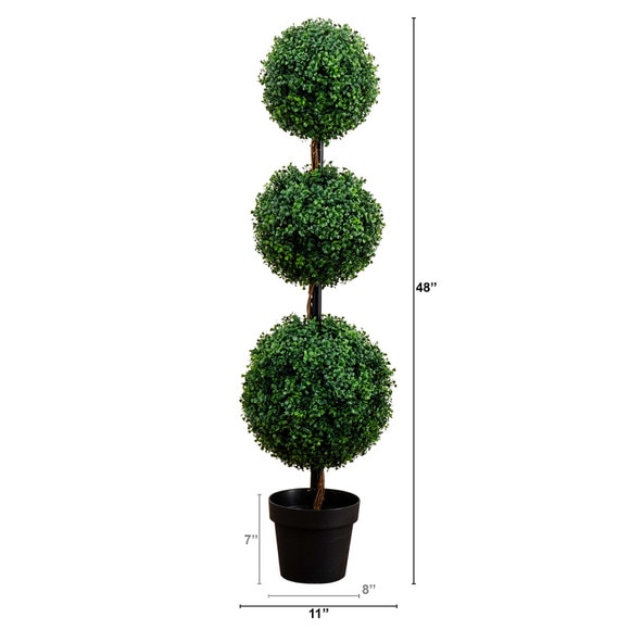 4 Artificial Triple Ball Boxwood Topiary Tree Indoor/Outdoor - SKU #T4558 - 1