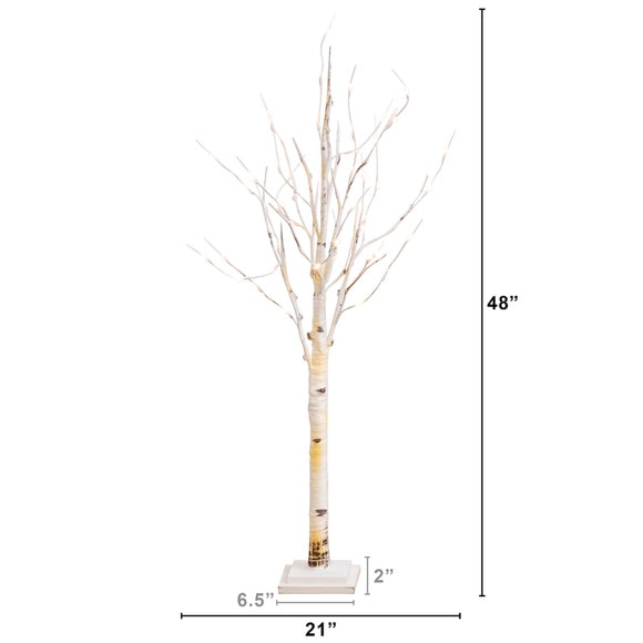 4 Pre-Lit Artificial Birch Tree with 50 Warm White LED Lights - SKU #T4561 - 1