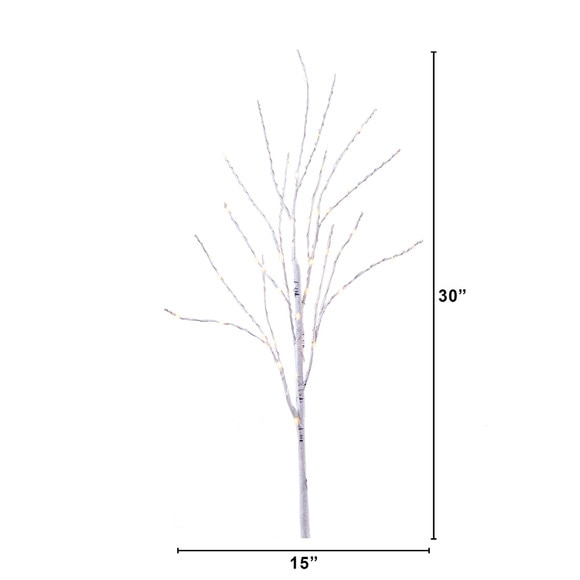 2.5 Pre-Lit Artificial White Birch Branches with Warm White 100 Micro LED Lights - Set of 2 - SKU #T4563 - 1