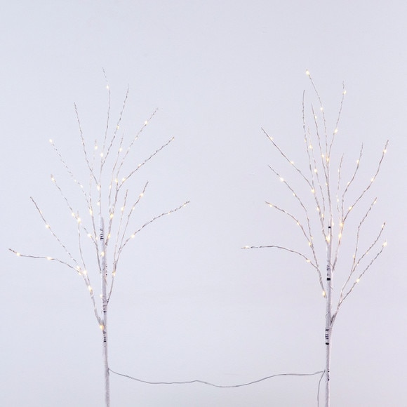 2.5 Pre-Lit Artificial White Birch Branches with Warm White 100 Micro LED Lights - Set of 2 - SKU #T4563 - 4