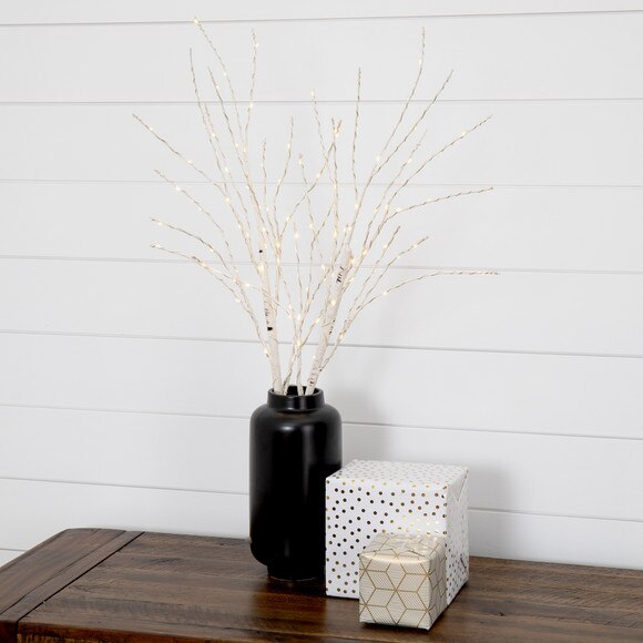 2.5 Pre-Lit Artificial White Birch Branches with Warm White 100 Micro LED Lights - Set of 2 - SKU #T4563 - 5