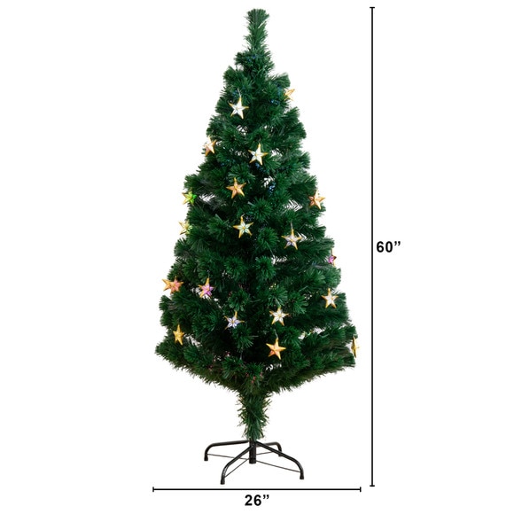 5 Pre-Lit Fiber Optic Artificial Christmas Tree with 60 Colorful Star-Shaped LED Lights - SKU #T4564 - 1