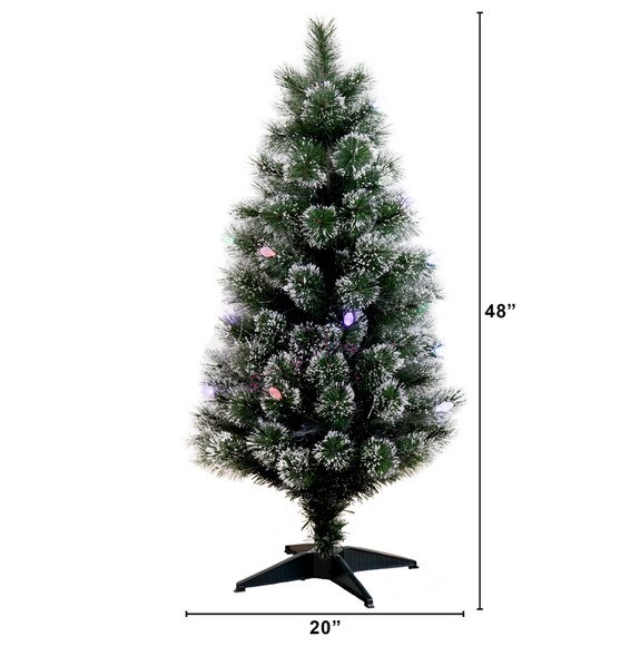 4 Snowy Pre-Lit Fiber Optic Artificial Christmas Tree with 40 Colorful LED Lights - SKU #T4567 - 1