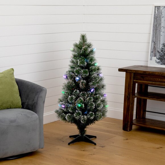 4 Snowy Pre-Lit Fiber Optic Artificial Christmas Tree with 40 Colorful LED Lights - SKU #T4567 - 5