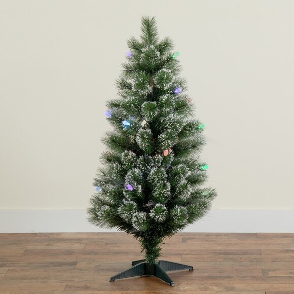 4 Snowy Pre-Lit Fiber Optic Artificial Christmas Tree with 40 Colorful LED Lights - SKU #T4567 - 6
