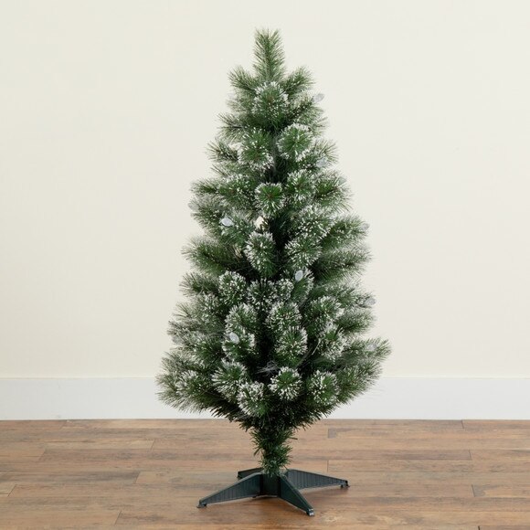 4 Snowy Pre-Lit Fiber Optic Artificial Christmas Tree with 40 Colorful LED Lights - SKU #T4567 - 7
