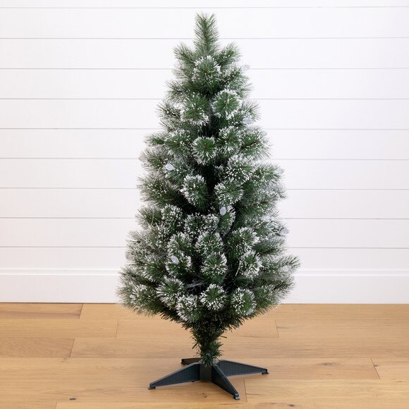 4 Snowy Pre-Lit Fiber Optic Artificial Christmas Tree with 40 Colorful LED Lights - SKU #T4567 - 8
