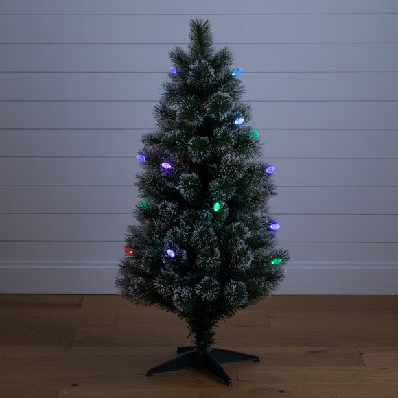 4 Snowy Pre-Lit Fiber Optic Artificial Christmas Tree with 40 Colorful LED Lights - SKU #T4567 - 9