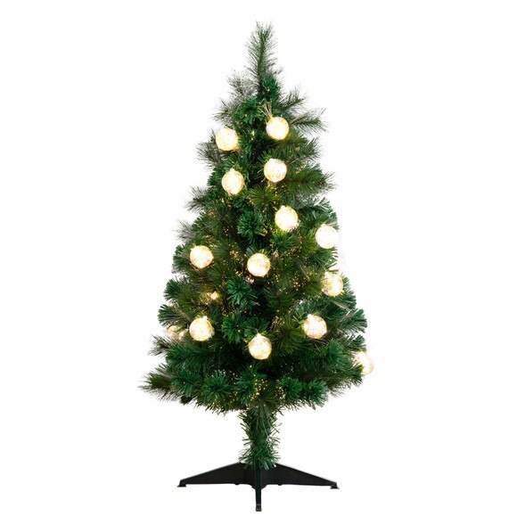 4 Pre-Lit Fiber Optic Artificial Christmas Tree with Mixed Tips and 37 LED Warm White Lights - SKU #T4568