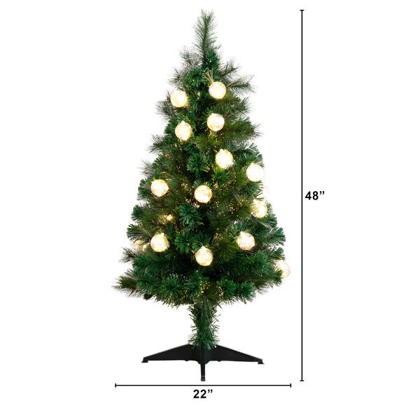 4 Pre-Lit Fiber Optic Artificial Christmas Tree with Mixed Tips and 37 LED Warm White Lights - SKU #T4568 - 1