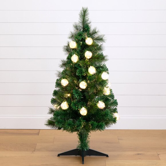 4 Pre-Lit Fiber Optic Artificial Christmas Tree with Mixed Tips and 37 LED Warm White Lights - SKU #T4568 - 9