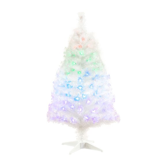 4 White Pre-Lit Fiber Optic Artificial Christmas Tree with 120 Colorful LED and Remote Control Show - SKU #T4570
