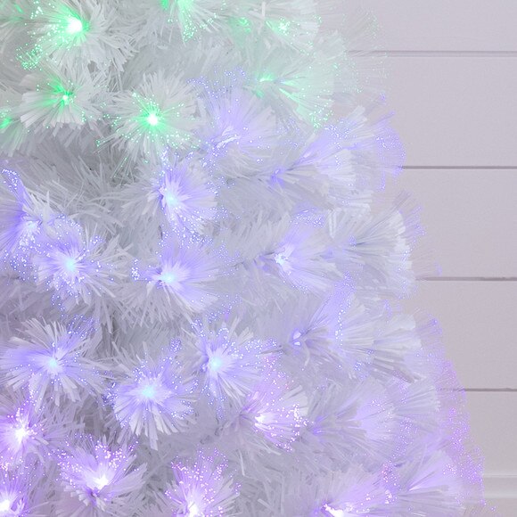 4 White Pre-Lit Fiber Optic Artificial Christmas Tree with 120 Colorful LED and Remote Control Show - SKU #T4570 - 2