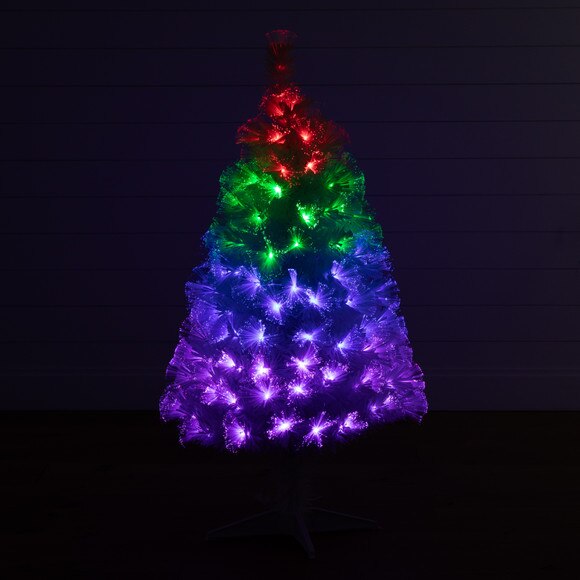 4 White Pre-Lit Fiber Optic Artificial Christmas Tree with 120 Colorful LED and Remote Control Show - SKU #T4570 - 3