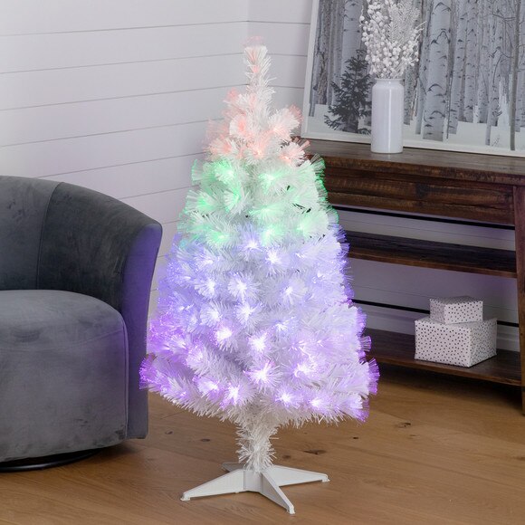 4 White Pre-Lit Fiber Optic Artificial Christmas Tree with 120 Colorful LED and Remote Control Show - SKU #T4570 - 7