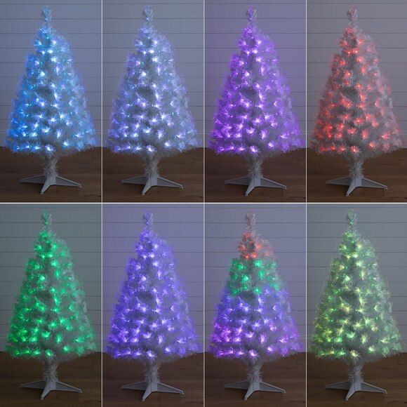 4 White Pre-Lit Fiber Optic Artificial Christmas Tree with 120 Colorful LED and Remote Control Show - SKU #T4570 - 9