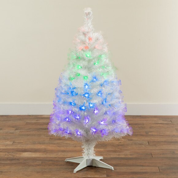 4 White Pre-Lit Fiber Optic Artificial Christmas Tree with 120 Colorful LED and Remote Control Show - SKU #T4570 - 11