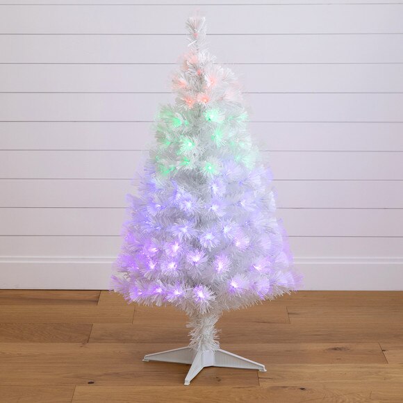 4 White Pre-Lit Fiber Optic Artificial Christmas Tree with 120 Colorful LED and Remote Control Show - SKU #T4570 - 12