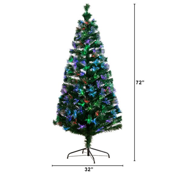 6 Pre-Lit Fiber Optic Artificial Christmas Tree with 220 Colorful LED and Remote Control Show - SKU #T4571 - 1