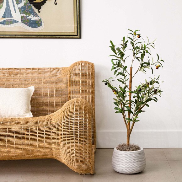 3 Artificial Olive Tree with Natural Trunk - SKU #T4644 - 3