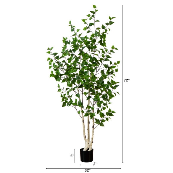 6 Artificial Birch Tree with Real Touch Leaves - SKU #T4666 - 1