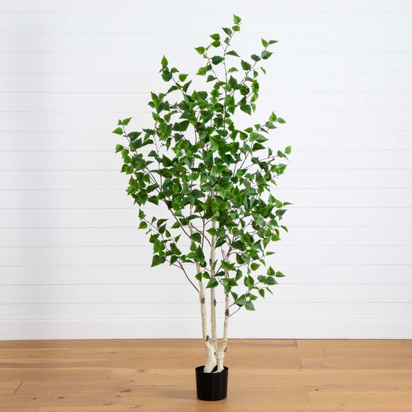 6 Artificial Birch Tree with Real Touch Leaves - SKU #T4666 - 6