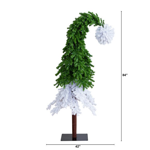 7ft. Holiday Green White Santas Hat Christmas Tree with 500 LED lights and 1275 Bendable Branches - SKU #T4697 - 1