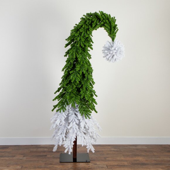 7ft. Holiday Green White Santas Hat Christmas Tree with 500 LED lights and 1275 Bendable Branches - SKU #T4697 - 7