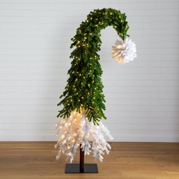 7ft. Holiday Green White Santas Hat Christmas Tree with 500 LED lights and 1275 Bendable Branches - SKU #T4697 - 8