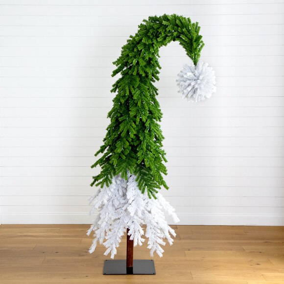 7ft. Holiday Green White Santas Hat Christmas Tree with 500 LED lights and 1275 Bendable Branches - SKU #T4697 - 10