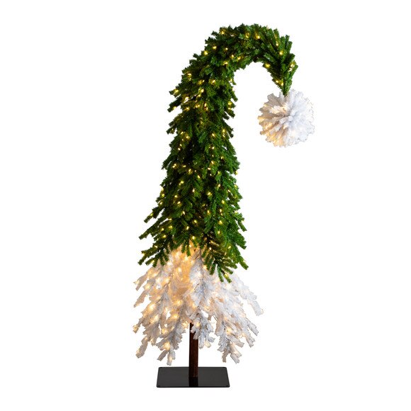 9 Holiday Green Santas Hat Christmas Tree with 600 LED lights and 1992 Bendable Branches - SKU #T4698 - 2