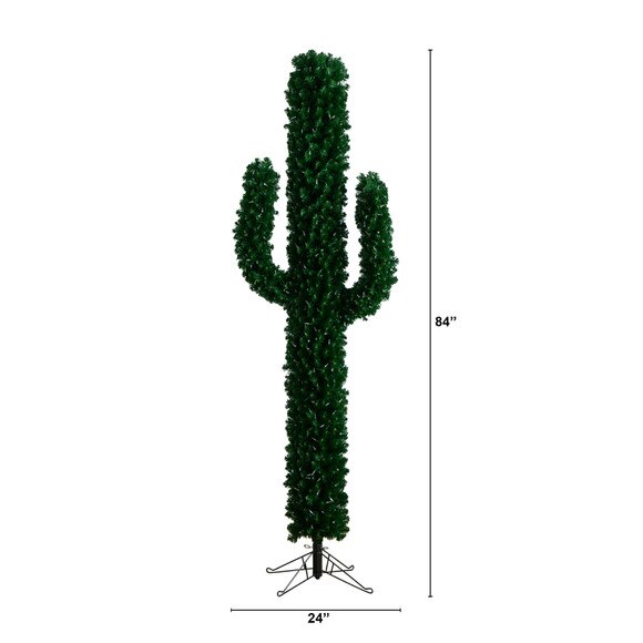 7 Pre-Lit Artificial Cactus Christmas Tree with 500 Micro LED Lights - SKU #T4701 - 1