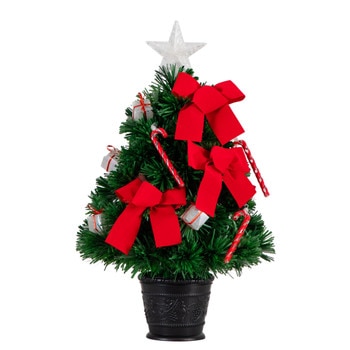 24in. Pre-Lit Fiber Optic Classic Star Topped Artificial Christmas Tree with Decorative Planter - SKU #T4751