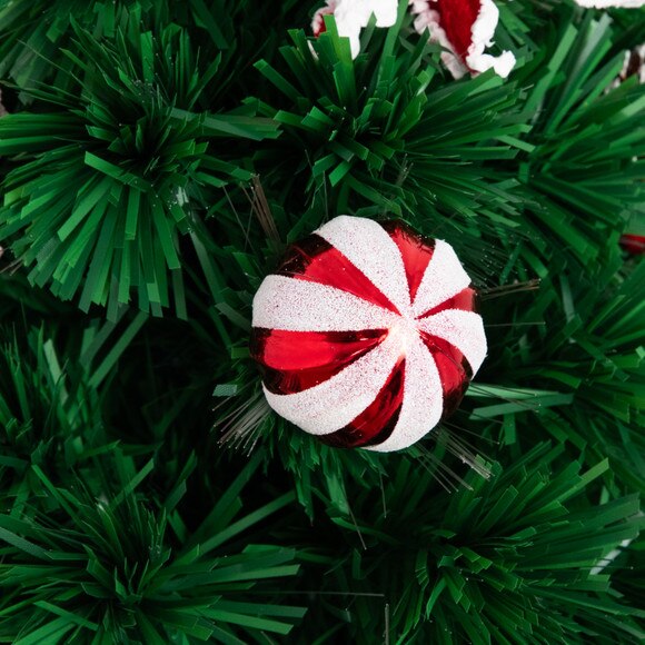 24 Pre-Lit Fiber Optic Artificial Christmas Tree with Ornaments Poinsettia and Star Topper - SKU #T4752 - 2