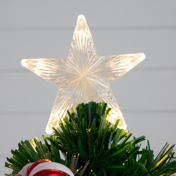 24 Pre-Lit Fiber Optic Artificial Christmas Tree with Ornaments Poinsettia and Star Topper - SKU #T4752 - 5
