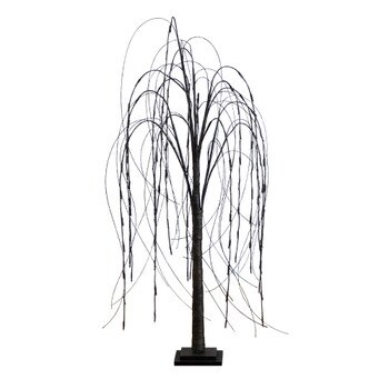 4 Pre-Lit Halloween Black Willow Artificial Fall Tree with 120 Orange Purple LED Lights - SKU #T4753