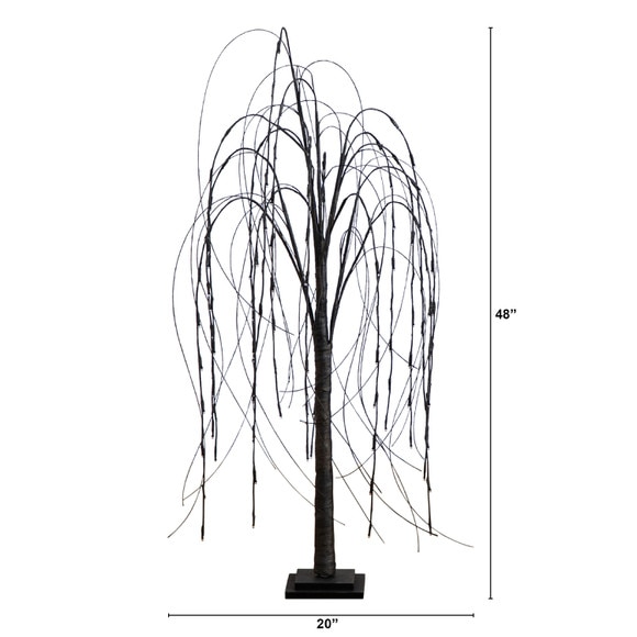 4 Pre-Lit Halloween Black Willow Artificial Fall Tree with 120 Orange Purple LED Lights - SKU #T4753 - 1