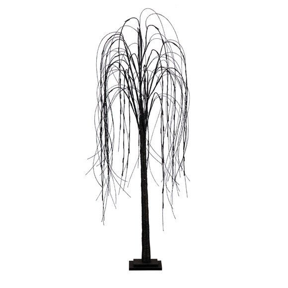 5 Pre-Lit Halloween Black Willow Artificial Fall Tree with 144 Orange Purple LED Lights - SKU #T4754