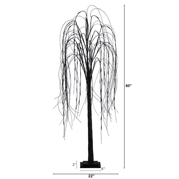 5 Pre-Lit Halloween Black Willow Artificial Fall Tree with 144 Orange Purple LED Lights - SKU #T4754 - 1