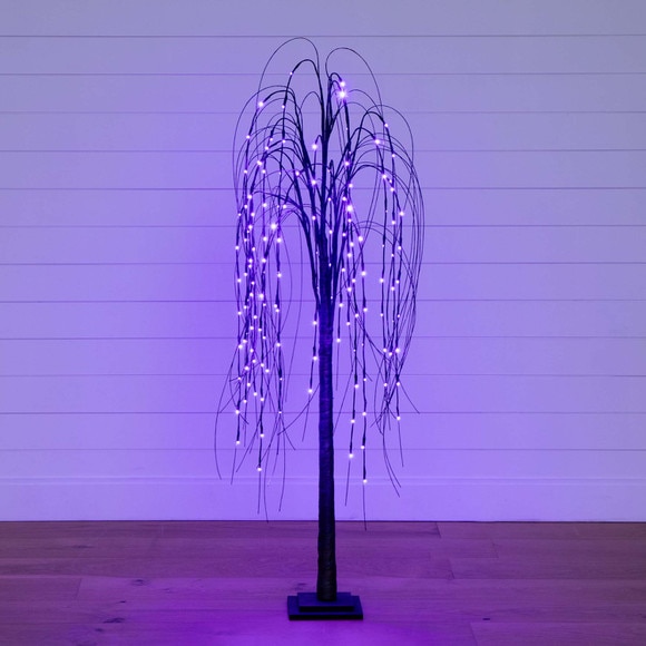 5 Pre-Lit Halloween Black Willow Artificial Fall Tree with 144 Orange Purple LED Lights - SKU #T4754 - 13