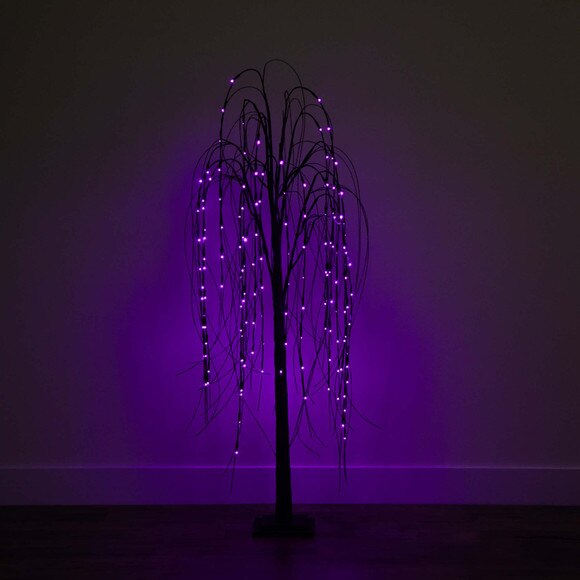 5 Pre-Lit Halloween Black Willow Artificial Fall Tree with 144 Orange Purple LED Lights - SKU #T4754 - 17