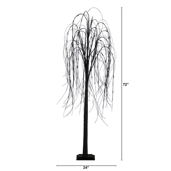 6 Pre-Lit Halloween Black Willow Artificial Fall Tree with 160 Orange Purple LED Lights - SKU #T4755 - 1