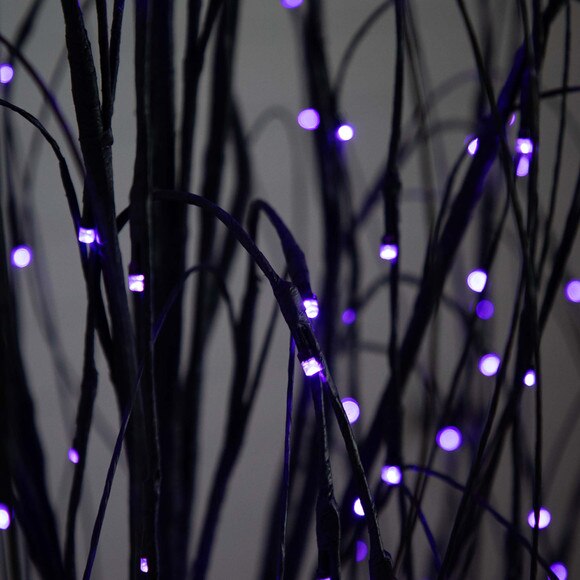 6 Pre-Lit Halloween Black Willow Artificial Fall Tree with 160 Orange Purple LED Lights - SKU #T4755 - 7