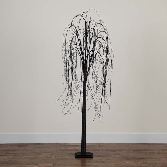 6 Pre-Lit Halloween Black Willow Artificial Fall Tree with 160 Orange Purple LED Lights - SKU #T4755 - 9