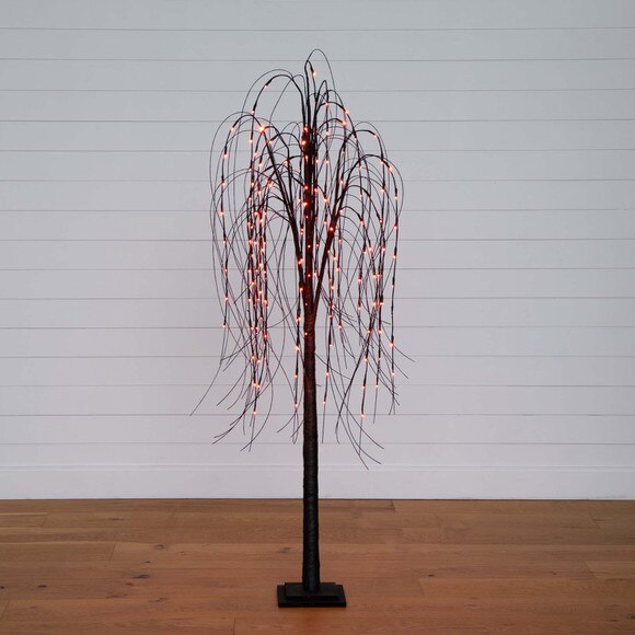6 Pre-Lit Halloween Black Willow Artificial Fall Tree with 160 Orange Purple LED Lights - SKU #T4755 - 13