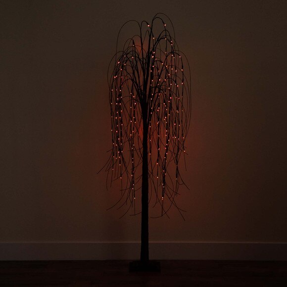 6 Pre-Lit Halloween Black Willow Artificial Fall Tree with 160 Orange Purple LED Lights - SKU #T4755 - 16